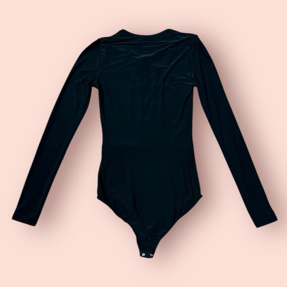 Black Lace Up Long Sleeve Bodysuit GoJane Small Tight Fitting Going Out Club - Picture 3 of 4